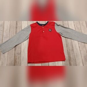 Janie & Jack Varsity Colorblock Henley Red Tee Boys Size 5